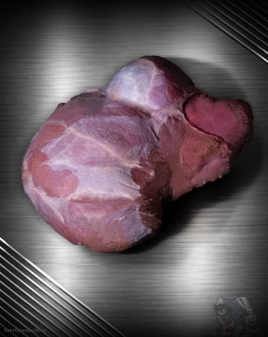 Hirschkeule ohne Knochen aus Pommern – frisches Wildfleisch vom Rotwild roh präsentiert